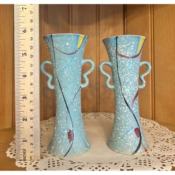 Set of 2 Vintage Bitossi Londi Fontanini Gambone Italian Pottery Handled Vases - Picture 9 of 9